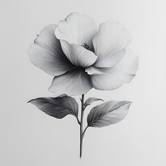 Elegant Floral Illustration White Flower Black And White Photo Detailed Lines