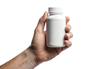 hand holding a bottle of medicine