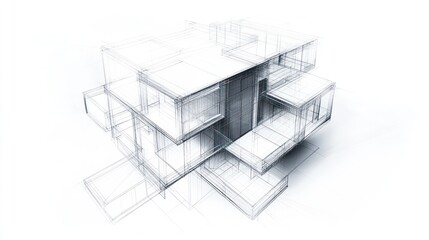 Architectural sketch of a modern house design