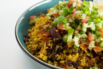 A closeup view of a quinoa salad.