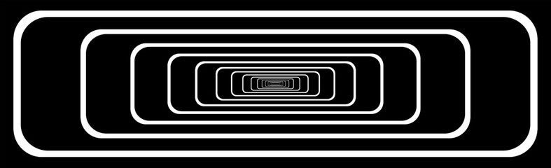 Spiral Rounded Rectangle Hypnotic Black And White Background.eps