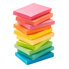 Stack of colorful sticky notes isolated on white background