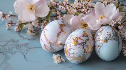 Fototapeta premium Three eggs with gold