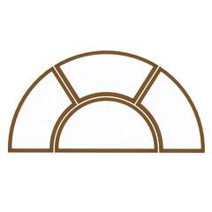 3d render arched window decorative frame with transparent background