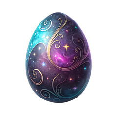 Fantasy Themed Easter Egg with Galaxy Pattern and Sparkling Stars, Glowing in a Cosmic Wonderland








