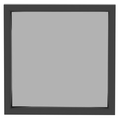 3d render black square window frame with transparent background