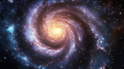 A stunning spiral galaxy glowing in the dark universe, showcasing vibrant colors and cosmic beauty in endless space.