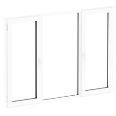 3d render triple window frame with transparent background