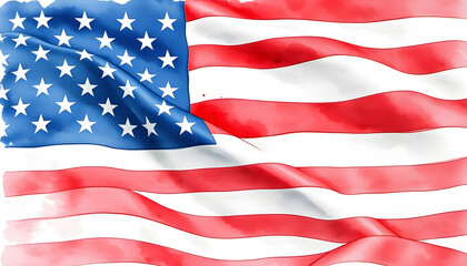 American flag, watercolor. with white shades