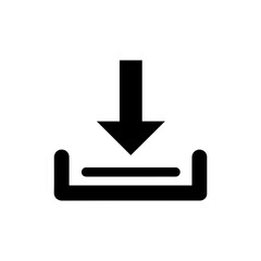 Fototapeta premium Black Filled Download Icon Arrow Down Into Tray