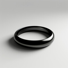 Shiny Black Ring Jewelry, Glossy Surface, White Background, Elegant Fashion