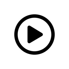 Video Play Icon, Triangle Inside Circle, Black Filled