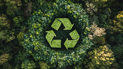 grass background with recycle symbol
