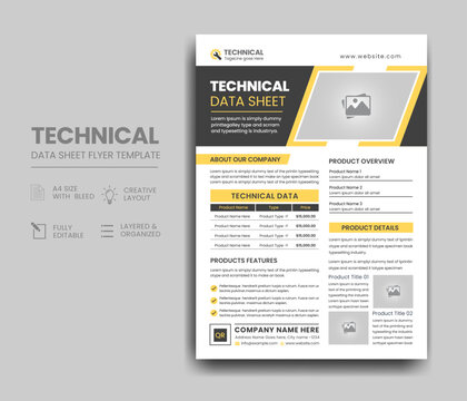 Technical Data Sheet Flyer Template Design