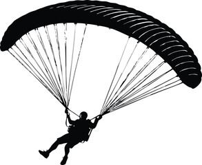 Silhouette of  a Paraglider, Silhouette of Paraglider mid-air