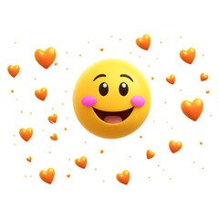 Naklejka premium Happy Emoji with Dreamy Eyes and Subtle Heart Pattern, Exuding Love and Whimsical Joy