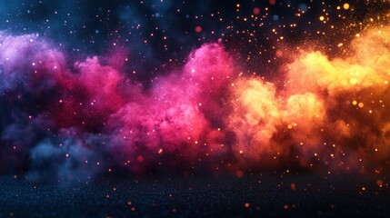 Colorful smoke and light show on dark stage