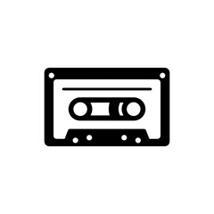 Black 1990s Cassette Tape Icon with Minimal Style