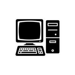 Black Filled Old Desktop Computer PC 90s Minimal Icon