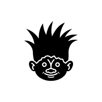 Troll Doll Hair Spike Black Icon 1990s Fill