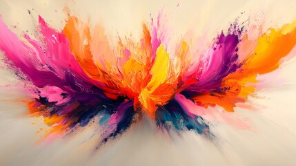 Colorful abstract painting exploding with vivid colors