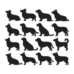 Dog Pack Silhouettes in a Cohesive Vector Set