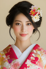 Elegant woman in vibrant floral attire showcasing cultural grace