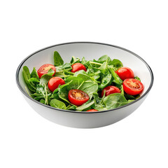 Fresh green salad with cherry tomatoes isolated bowl food photography bright kitchen vibrant colors