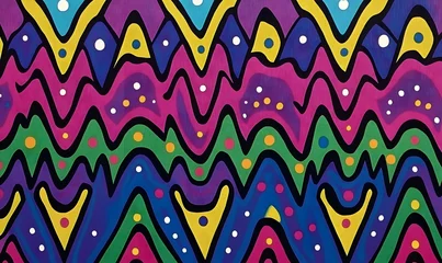 Stickers  Vibrant abstract artwork with wavy lines, dots, and bold colors  © Dewi