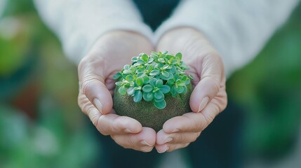 Hands holding a green Earth in nature, representing ESG values, tax and law impact on sustainability, and the importance of renewable resources