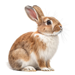 Obraz premium Cute Brown Rabbit Illustration, Isolated on White Background, Digital Painting, Animal Portrait, Rabbit, Bunny, Pet