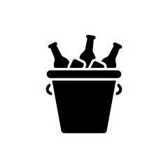 Ice Bucket with Bottles Simple Icon