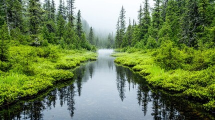 Tranquil forest stream serene nature landscape photography