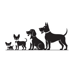 Large Collection of Black Dog Silhouettes in Various Styles