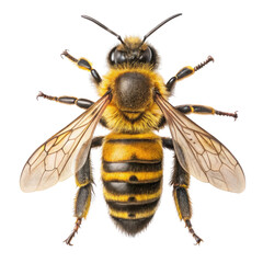 High-Resolution Honeybee Image Dorsal View, Isolated on White Background, Insect Macro Photography, Honeybee, Insect, Pollinator