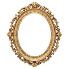 Oval Gold Frame, Baroque Design, Isolated on White Background, Antique, Ornament, Rococo