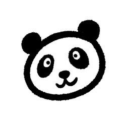 panda png hand-written cartoon doodle line black and white pen line decoration and design clipart
