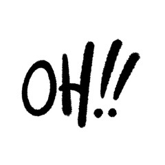 oh oh!! png hand-written cartoon doodle line black and white pen line decoration and design clipart