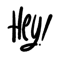 hey png hand-written cartoon doodle line black and white pen line decoration and design clipart