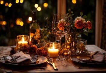 Romantic Autumn Dinner Setting
