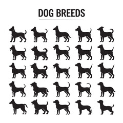 Black Silhouette Illustrations of Popular Dog Breeds