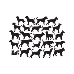 Set of 10 Popular Dog Breeds Silhouettes in Black