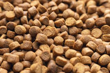 Dry pet food, for cats or dogs. Background texture