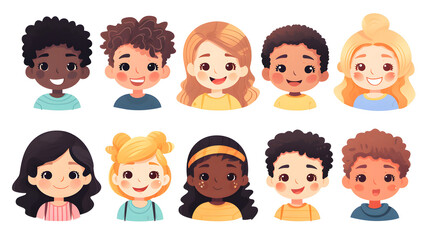 Professional Image of Diverse Kids with Unique Appearance Features and Expressions