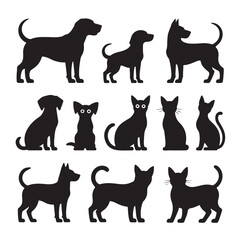Popular Dog Breeds Silhouettes in Black Vector Format