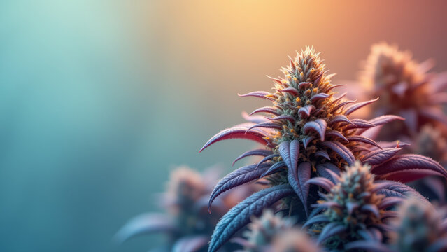 Close-up of THCA crystals on cannabis flowers with vibrant colors.