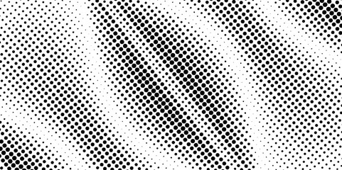 Black and white dotted geometric halftone modern design in texture background, monochrome design dotted pop art seamless abstract texture halftone dots pattern overlay distress vector background.
