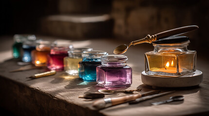 Colorful handmade candles