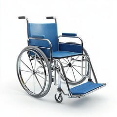 Fototapeta premium Isolated blue wheelchair with chrome frame isoleted on white background