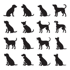 Clean and Simple Dog Silhouettes in Black for Graphic Design